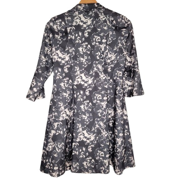 Joseph Ribkoff Size 6 Black / Gray Floral‎ Coat Women's Bow 3/4 Sleeves Jacket - Picture 2 of 3